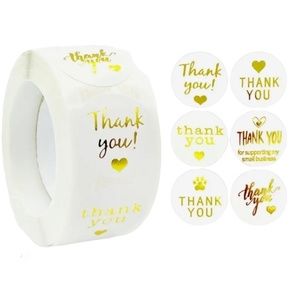 thank you stickers (variety pack) 1in round | shipping supplies Gold sticker